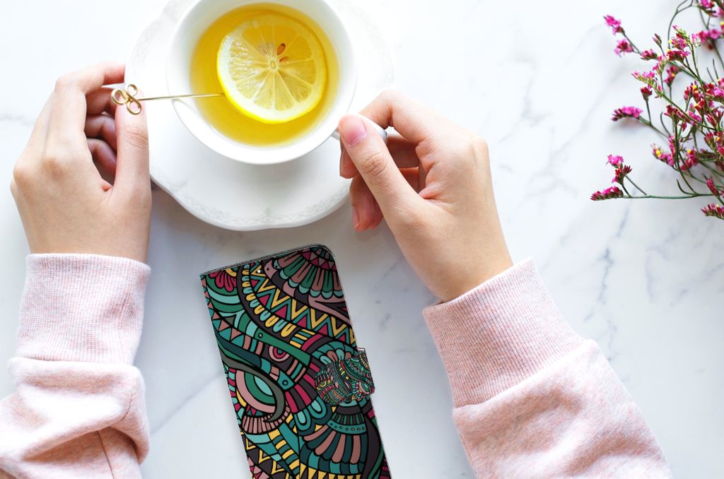 Samsung Galaxy A23 Telefoon Hoesje Aztec telefoonhoesje kleurrijk design handtheelepel