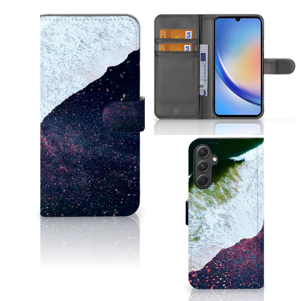 Samsung Galaxy A24 4G Book Case Sea in Space met uniek abstract ontwerp, perfect als cadeau 🎁 voor stijl en bescherming.