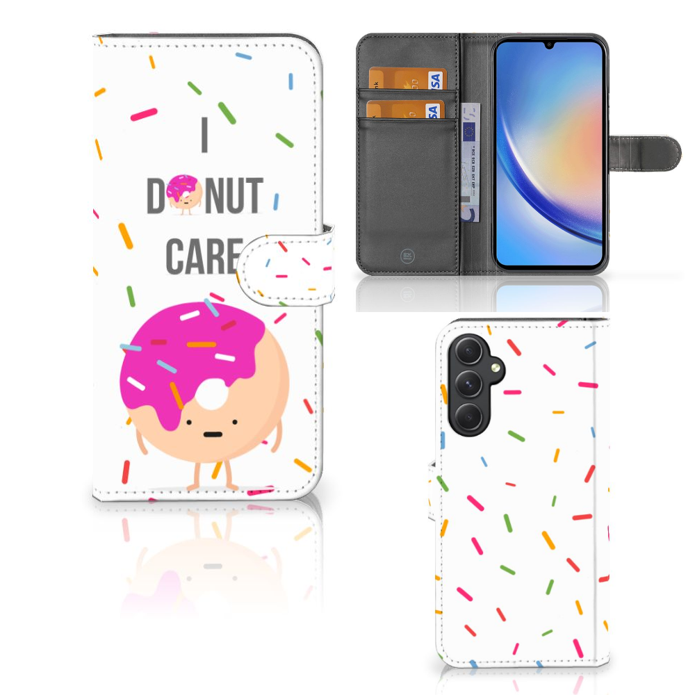 Samsung Galaxy A24 4G Book Cover Donut Roze boekhoes donut roze aanzicht