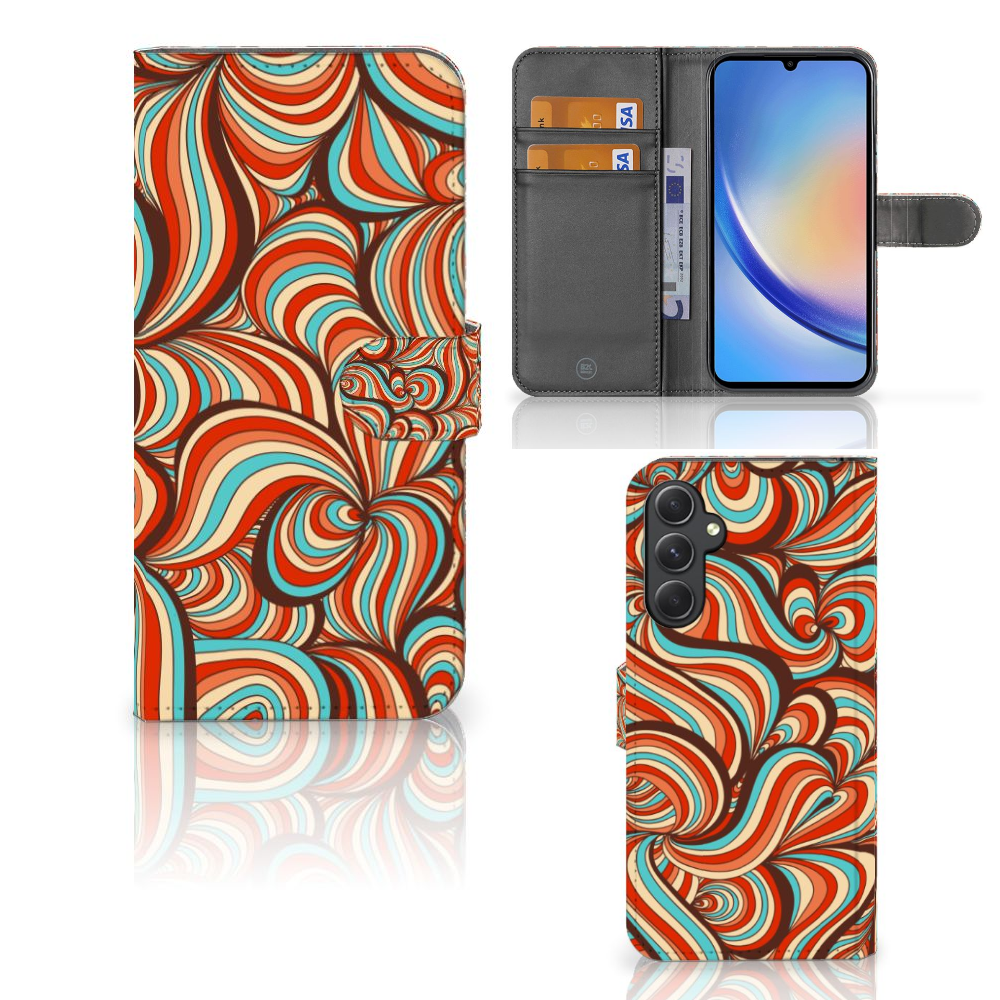 Samsung Galaxy A24 4G Hoesje Retro retro design kleurrijk lunchtasje