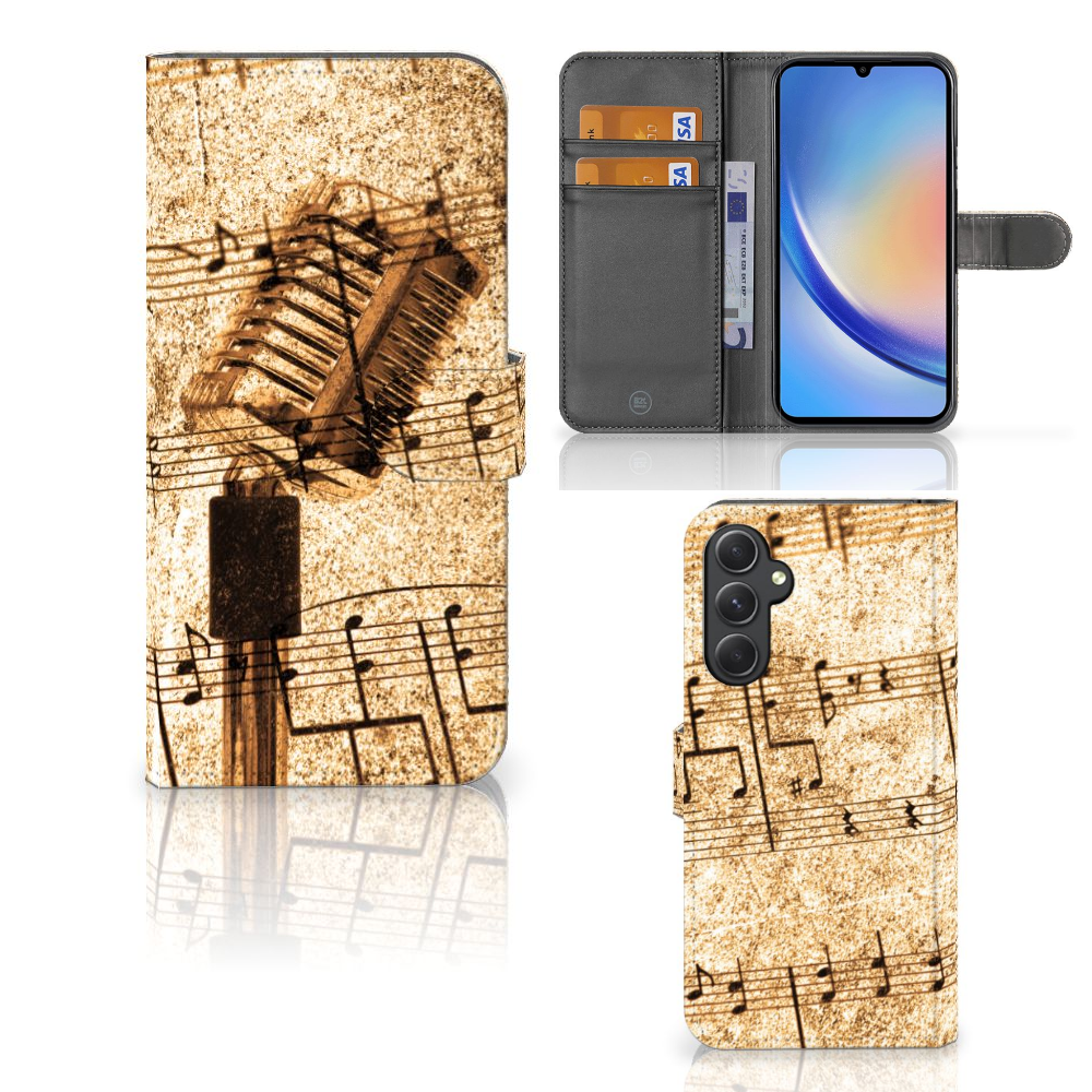 Samsung Galaxy A24 4G Telefoonhoesje met foto Bladmuziek design bladmuziek aanzicht