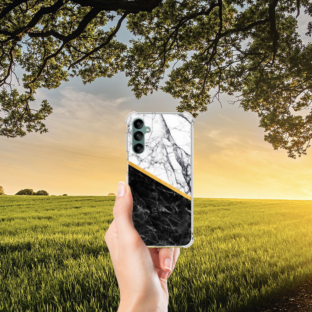 Samsung Galaxy A24 Anti-Shock Hoesje Marmer Wit Zwart - Origineel Cadeau Man B2C Telecom