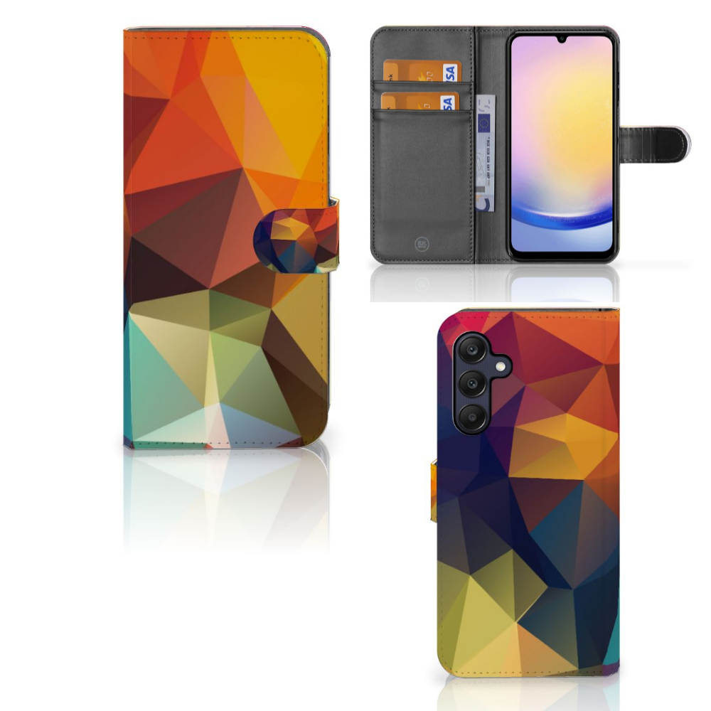 Samsung Galaxy A25 Book Case Polygon Color book case front back inside design zicht