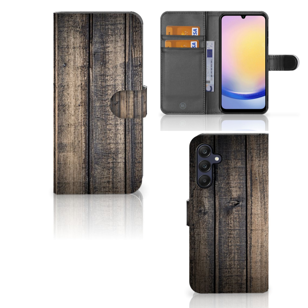 Samsung Galaxy A25 Book Style Case Steigerhout bookstyle case steigerhout aanzicht
