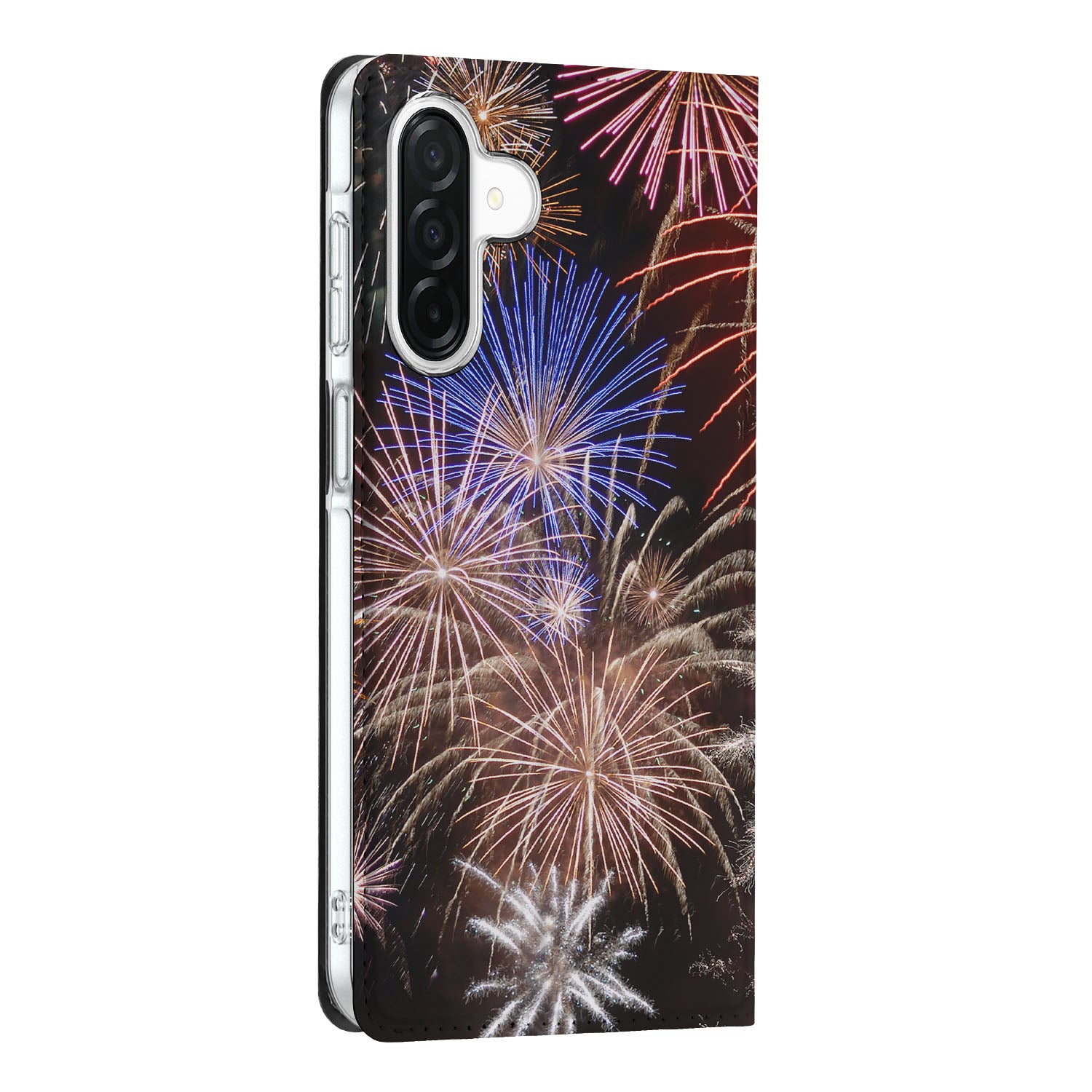 Samsung Galaxy A26 Hippe Standcase Vuurwerk design vuurwerk kleuren zijaanzicht