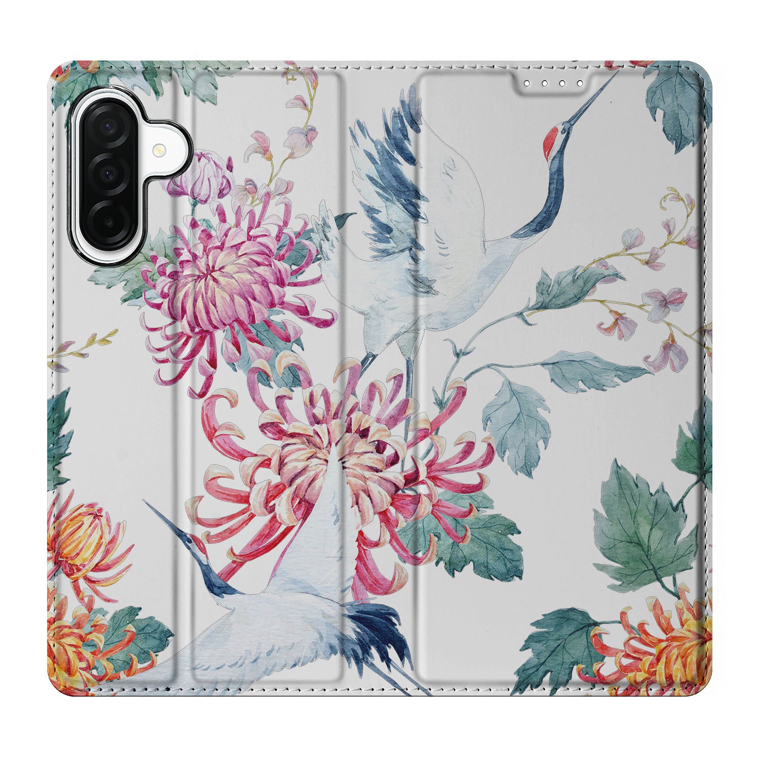 Samsung Galaxy A26 Hoesje maken Bird Flowers bloemen ooievaars design voorkant
