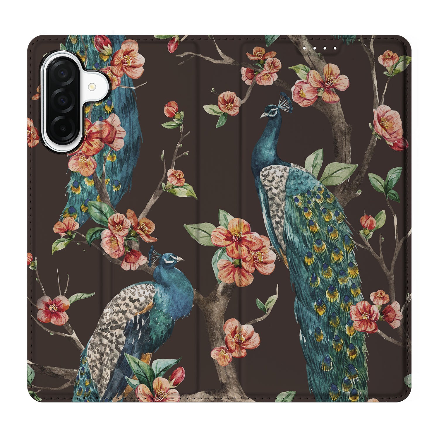 Samsung Galaxy A26 Hoesje maken Pauw met Bloemen pauwen bloemen design voorkant