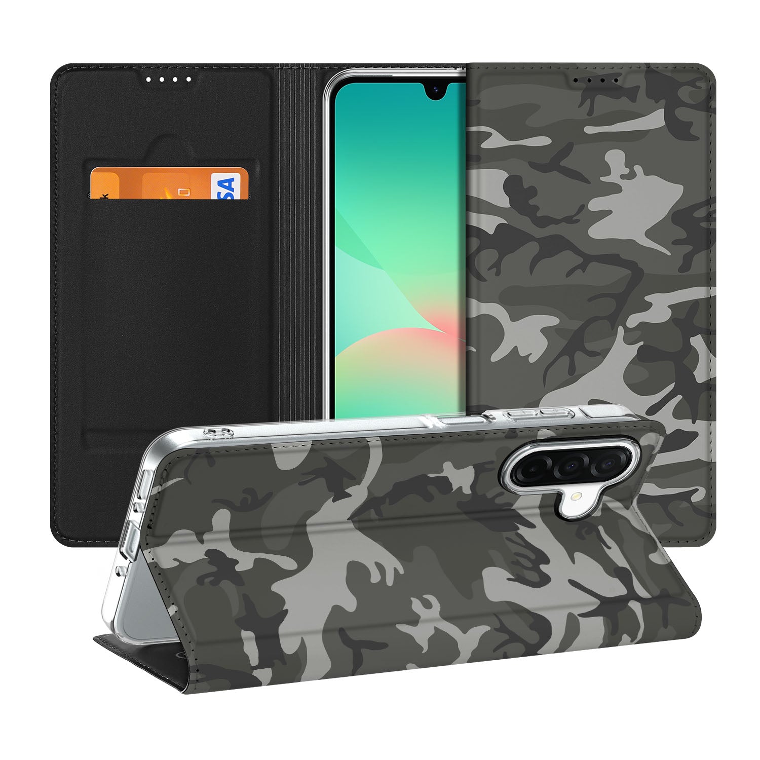 Samsung Galaxy A26 Hoesje met Magneet Army Light telefoonhoesje camouflage design voorkant