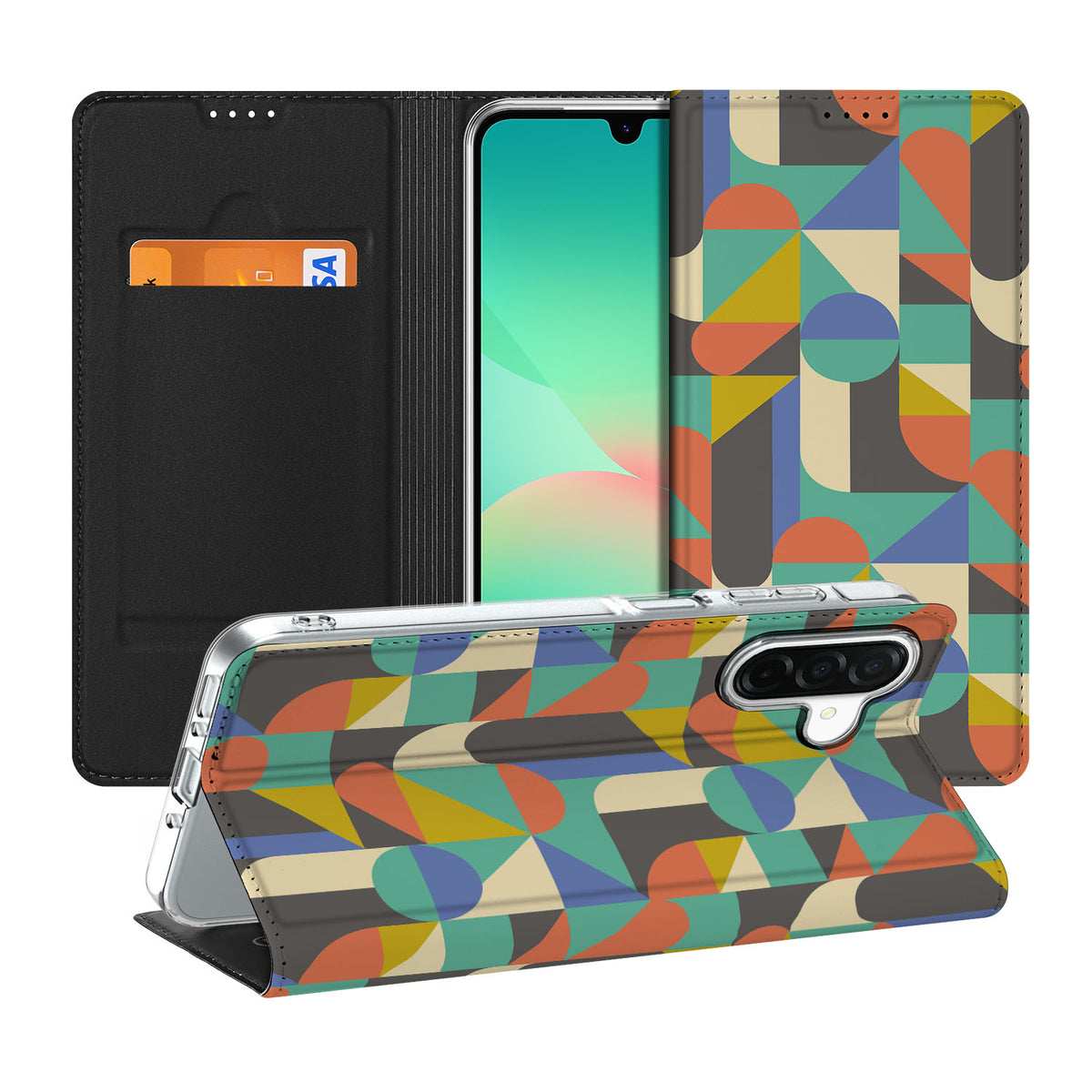 Samsung Galaxy A26 Hoesje met Magneet Funky Retro design kleurrijk aanzicht