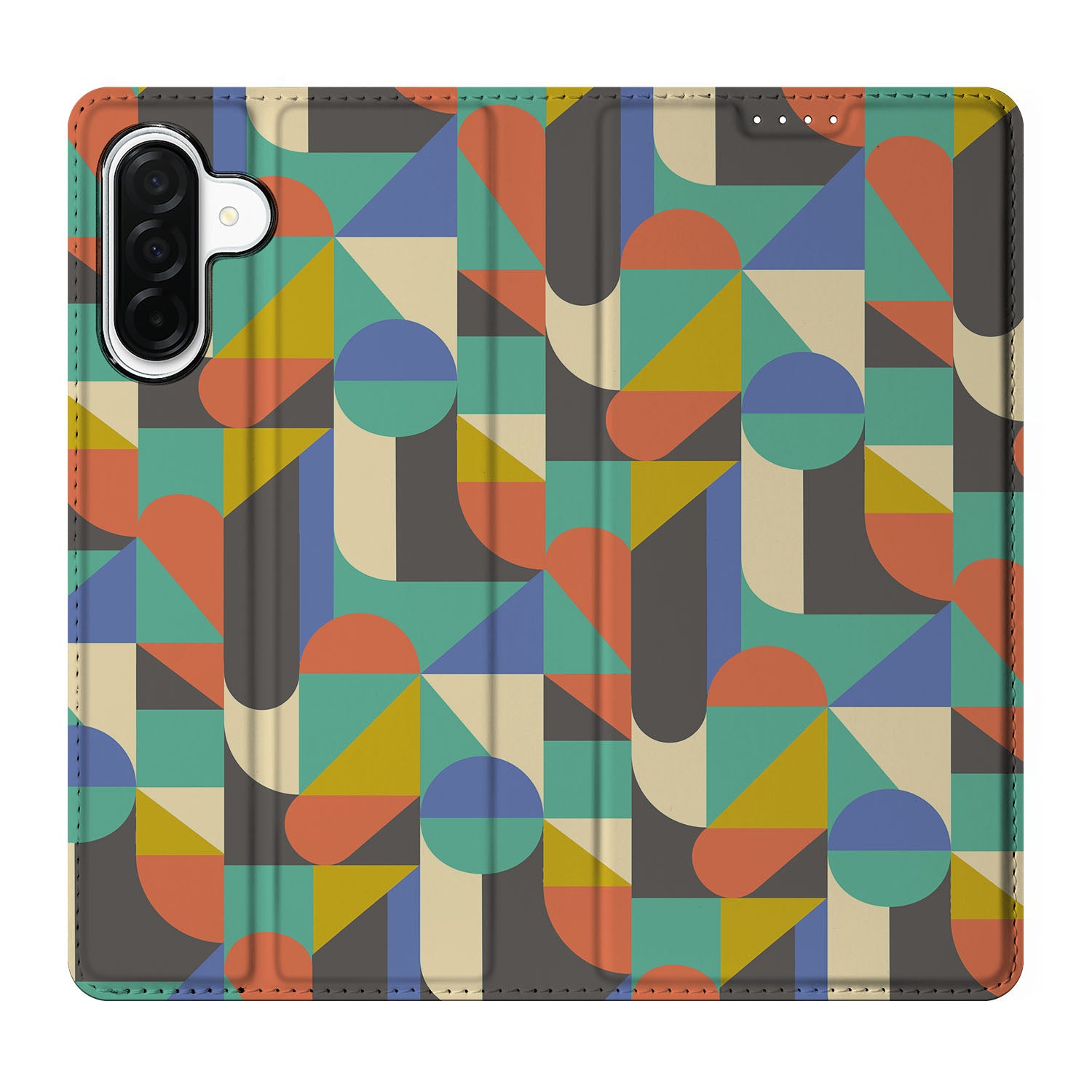Samsung Galaxy A26 Hoesje met Magneet Funky Retro design retro kleurrijk patroon aanzicht