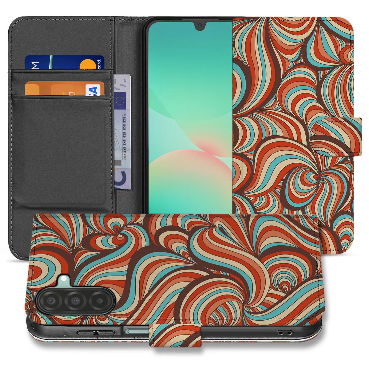 Samsung Galaxy A26 Retro Book Case retro design voorkant zijaanzicht