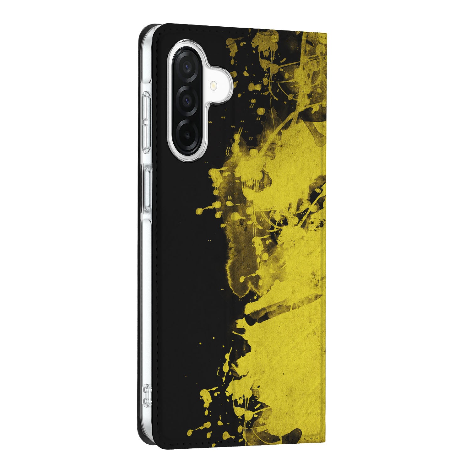 Samsung Galaxy A26 Standcase België design hoesje zwart geel aanzicht