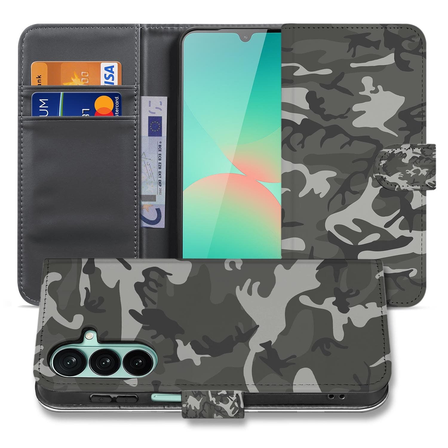 Samsung Galaxy A27 bookcase Army Light, voorkant met gesloten klep