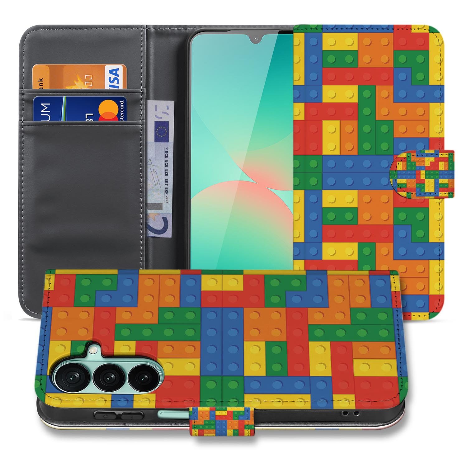 Samsung Galaxy A27 bookcase Blokken, voorkant met gesloten klep