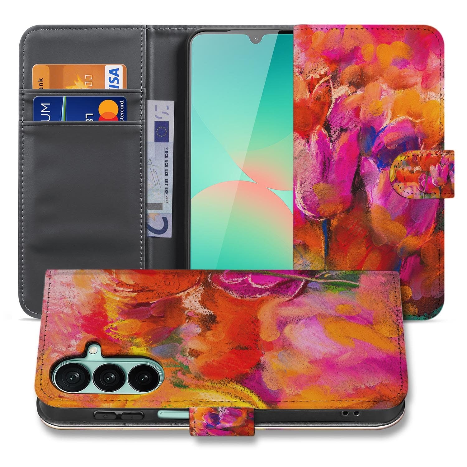 Samsung Galaxy A27 bookcase Tulips, voorkant met gesloten klep