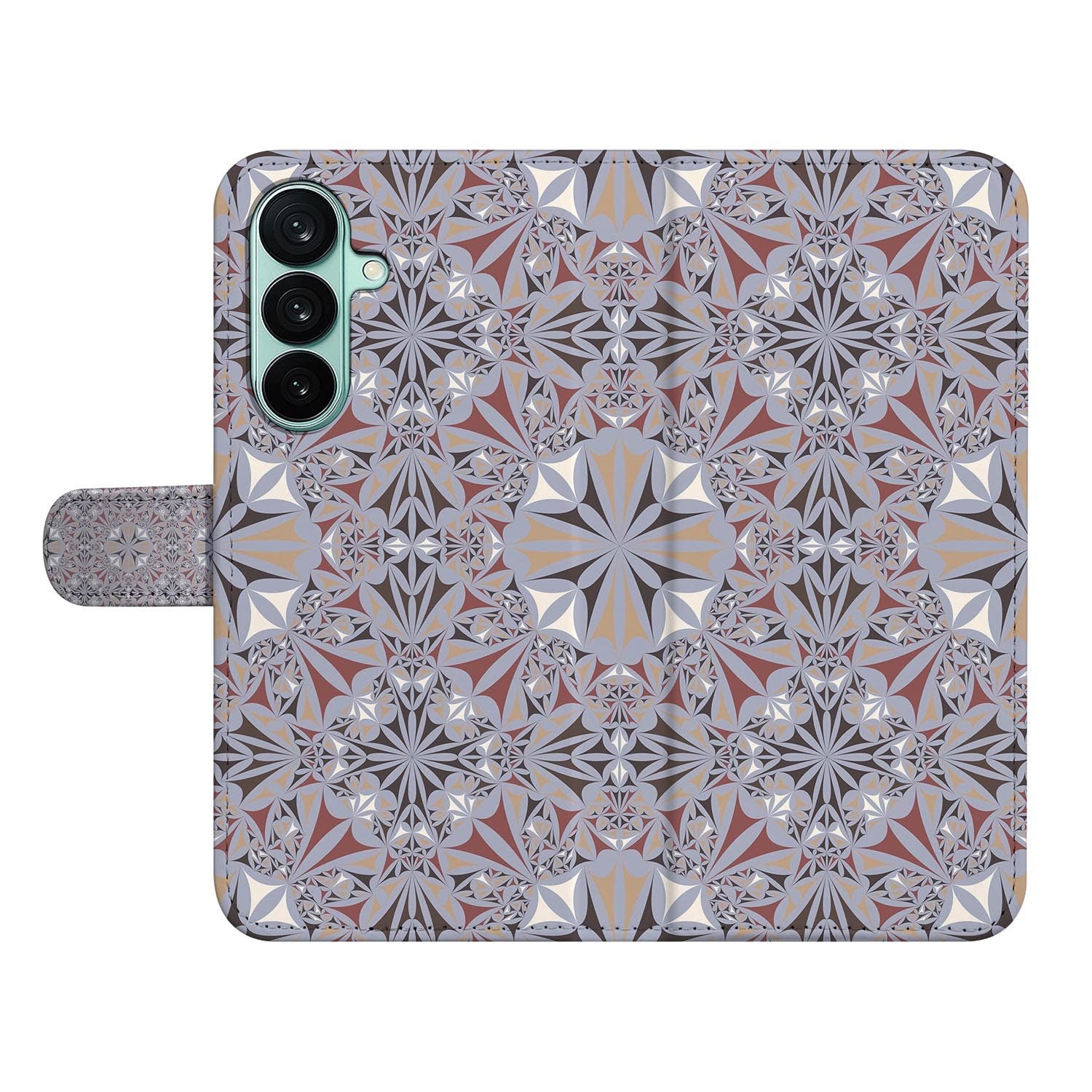 Samsung Galaxy A27 bookcase Flower Tiles, open met pasjesvakken