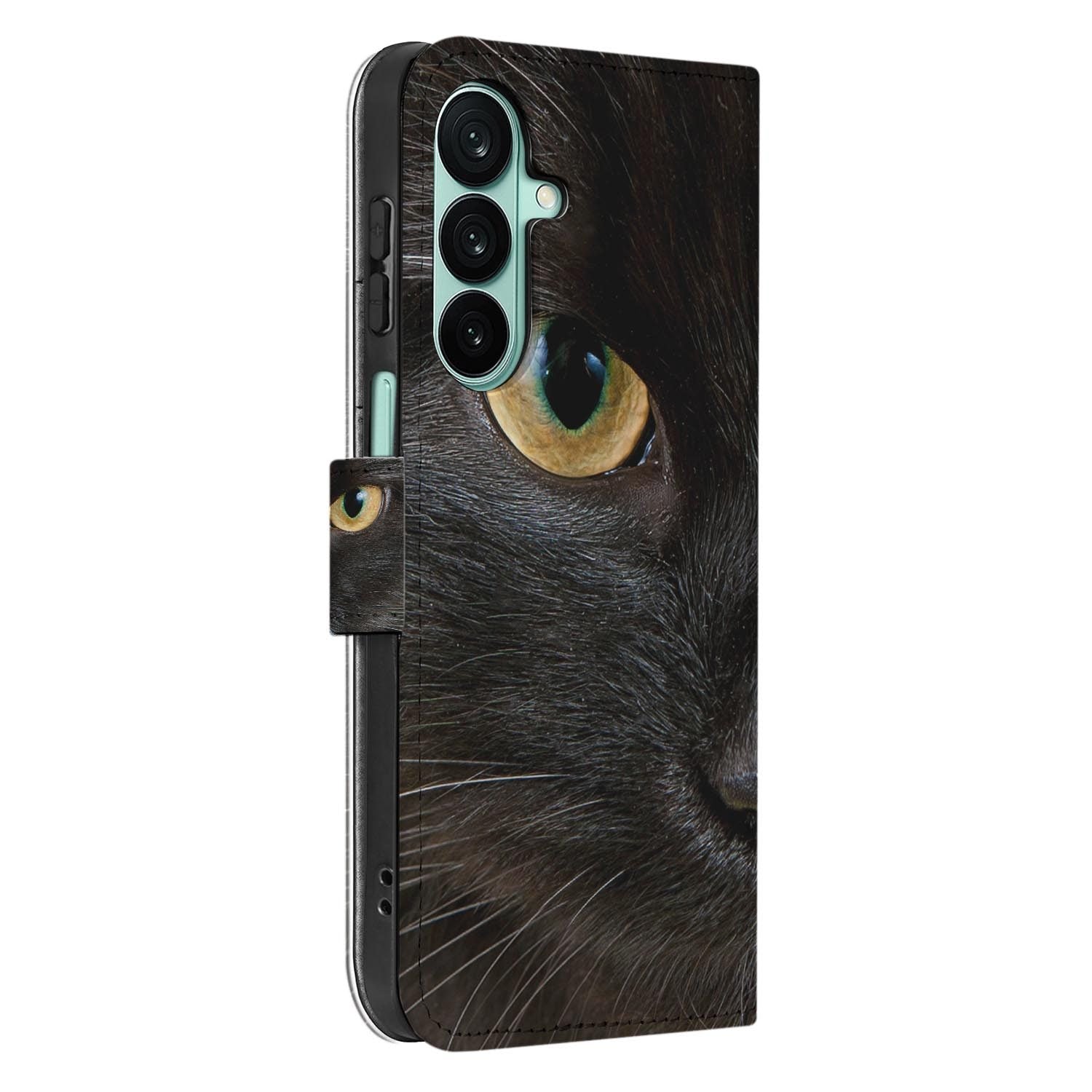 Samsung Galaxy A27 bookcase Zwarte Kat, detail van het stiksel