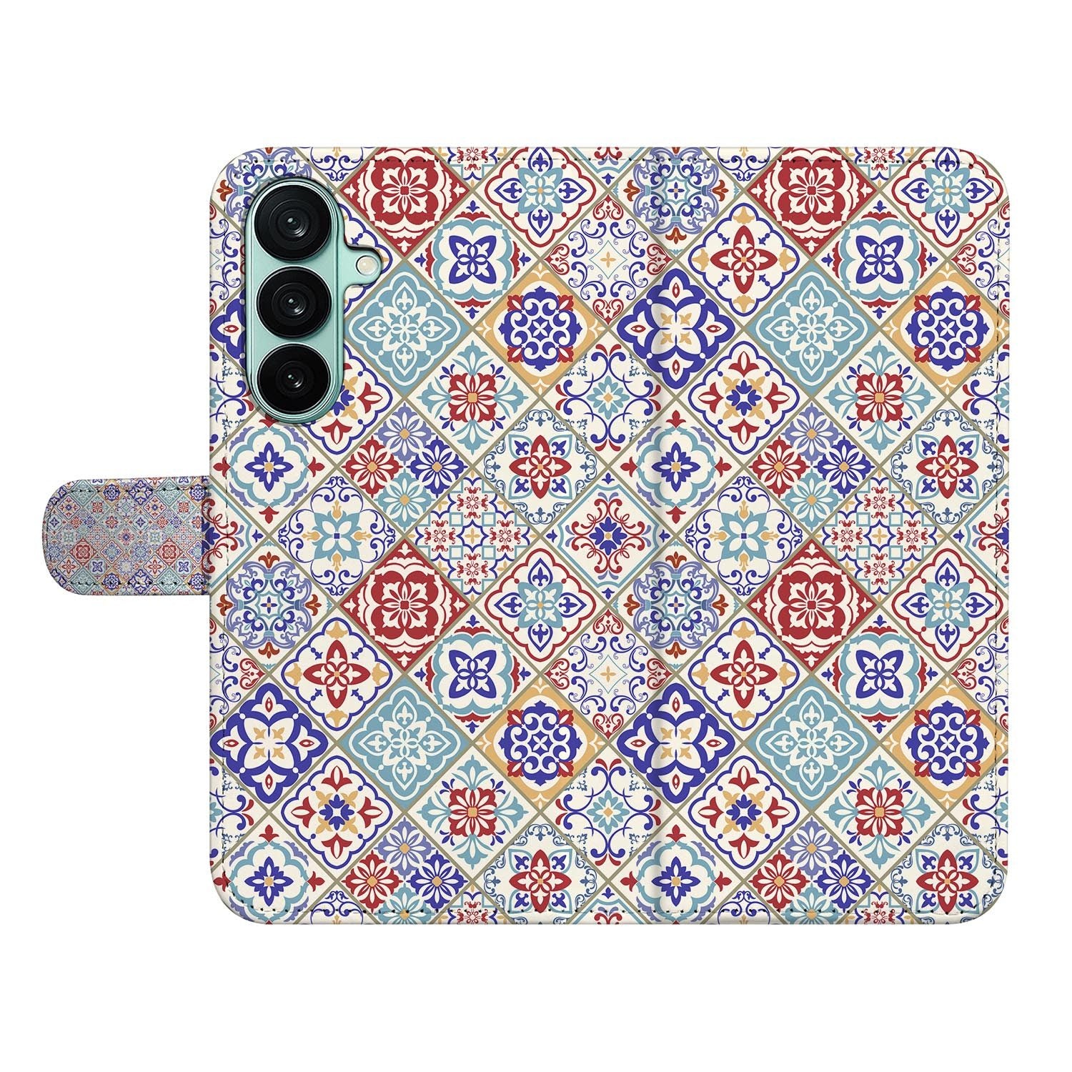 Samsung Galaxy A27 bookcase Tiles Color, open met pasjesvakken
