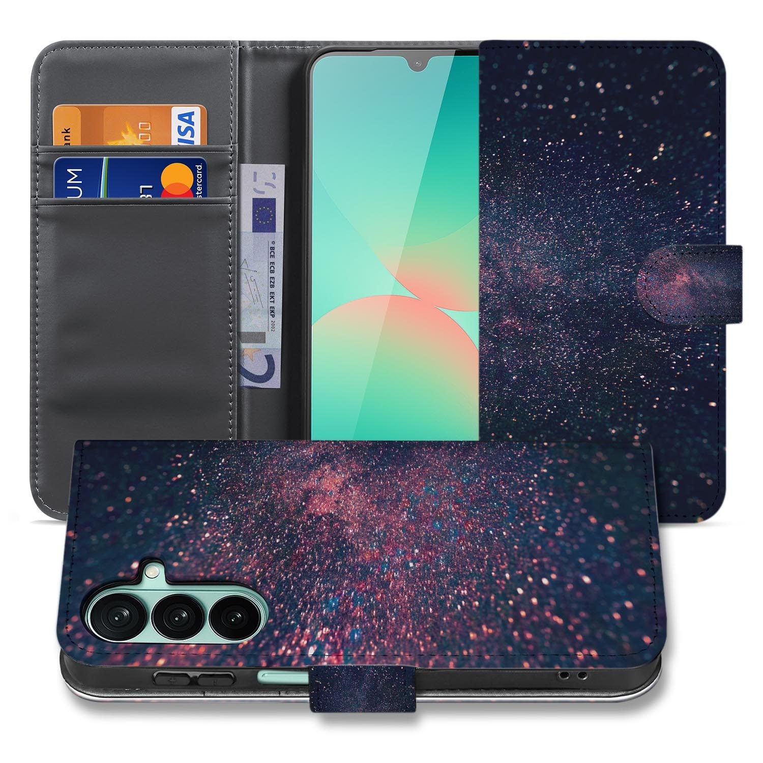 Samsung Galaxy A27 bookcase Stars, voorkant met gesloten klep