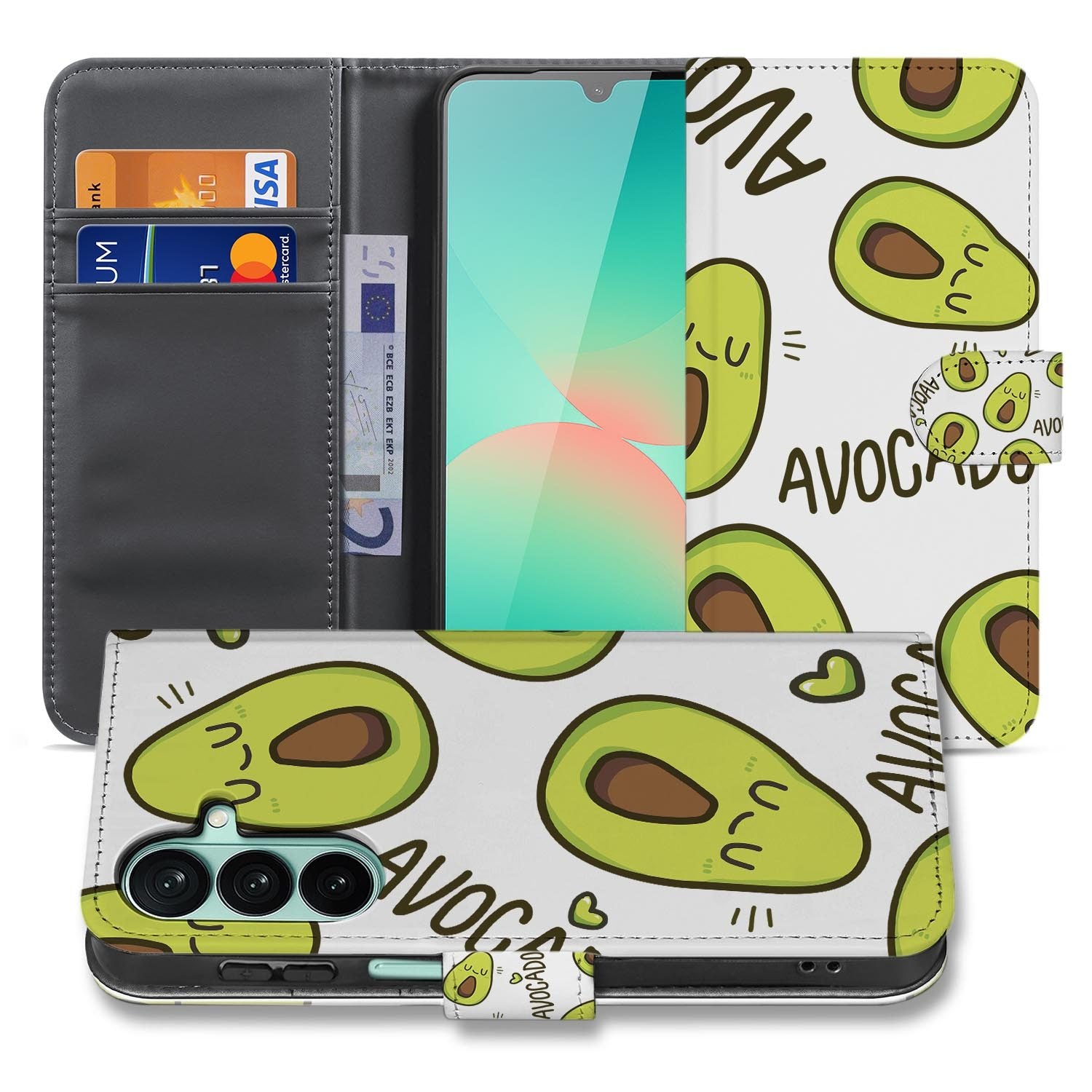 Samsung Galaxy A27 bookcase Avocado Singing, voorkant met gesloten klep