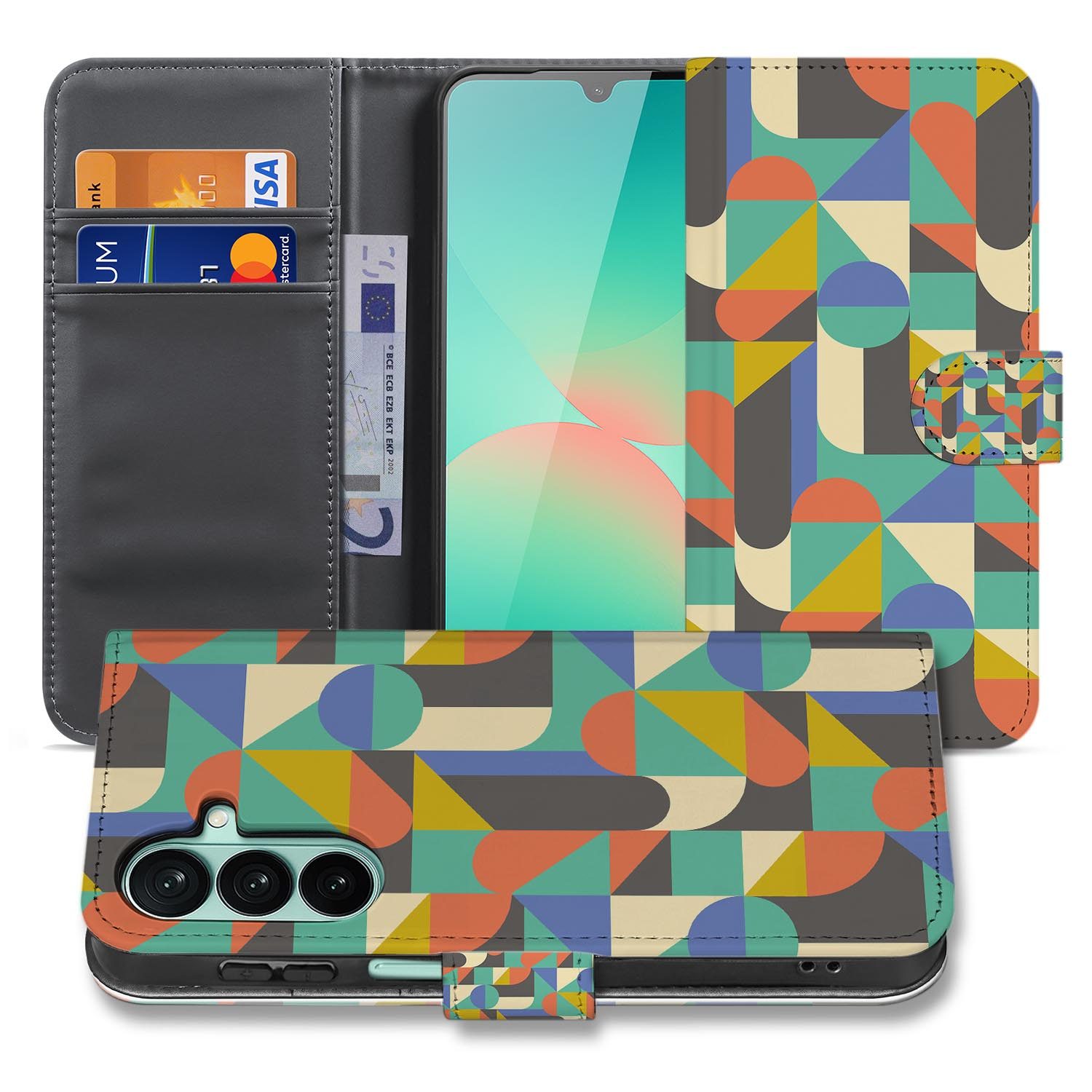 Samsung Galaxy A27 bookcase Funky Retro, voorkant met gesloten klep