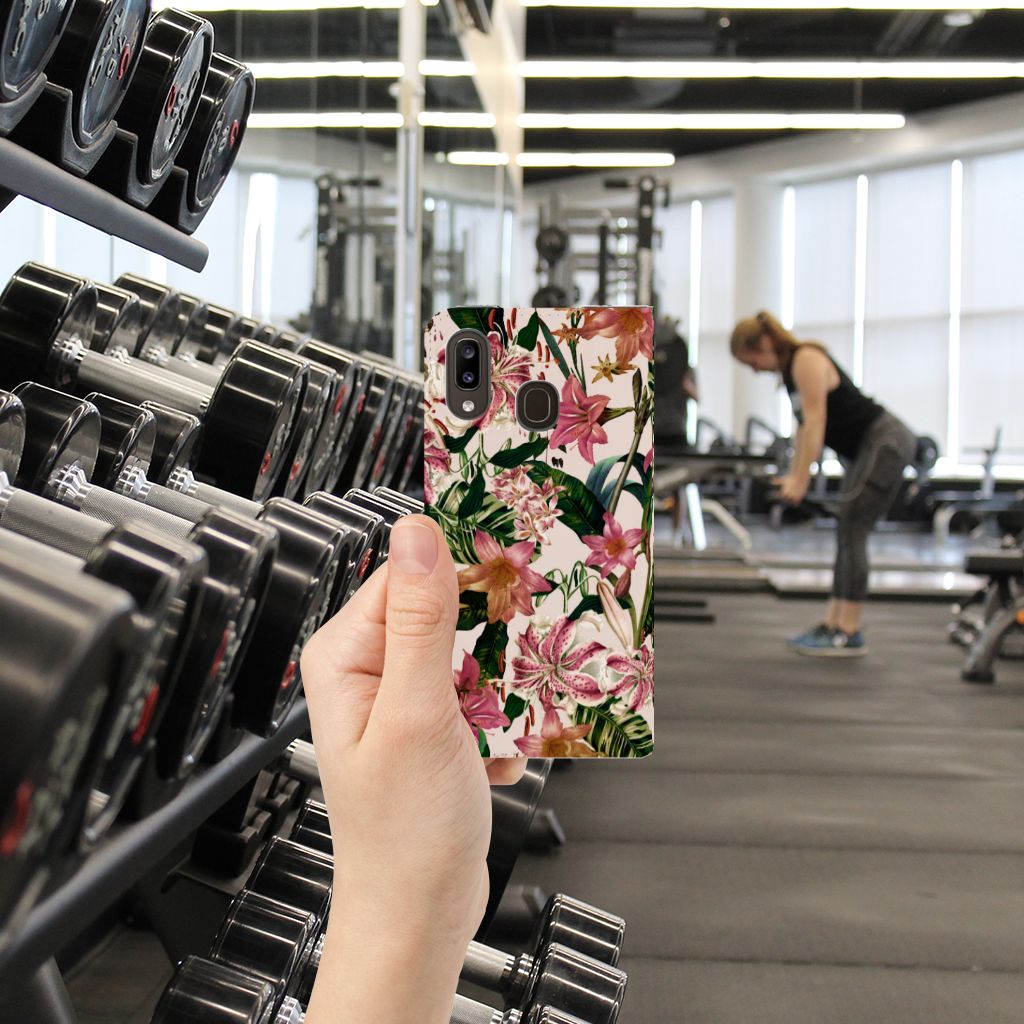 Samsung Galaxy A30 Smart Cover Flowers bloemen ontwerp hand gym