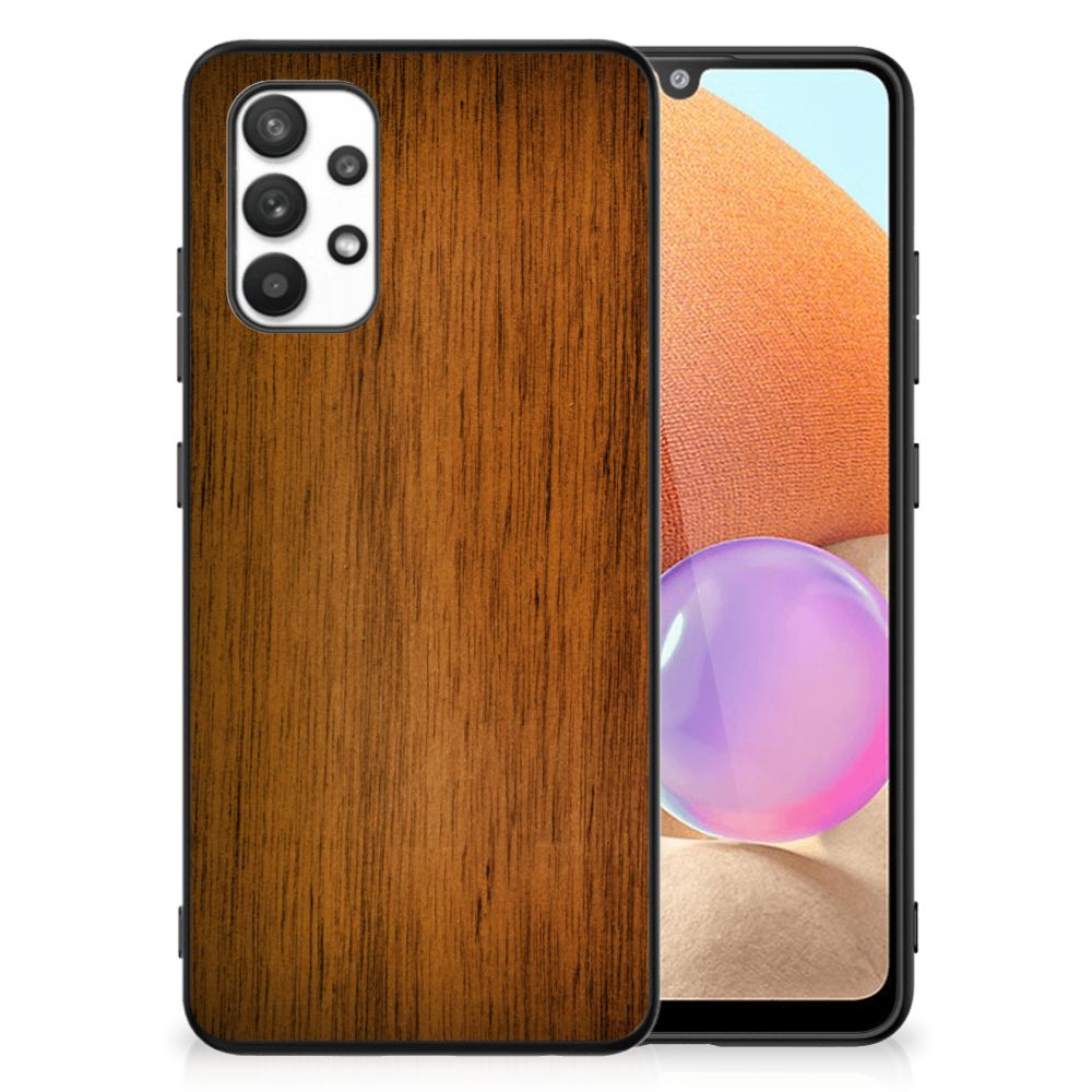 Samsung Galaxy A32 4G | A32 5G Enterprise Editie Houten Print Telefoonhoesje Donker Hout B2C Telecom