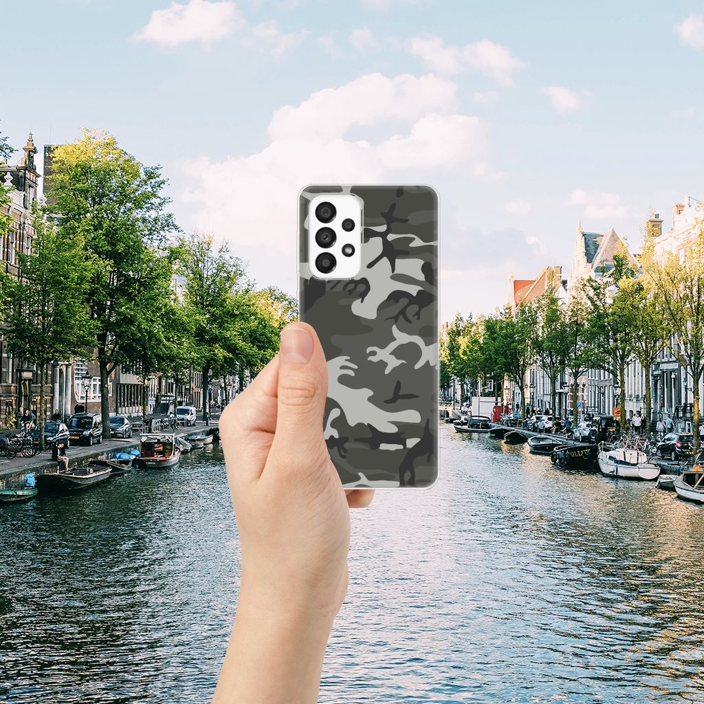 Samsung Galaxy A33 5G TPU bumper Army Light camouflage hand rivier aanzicht