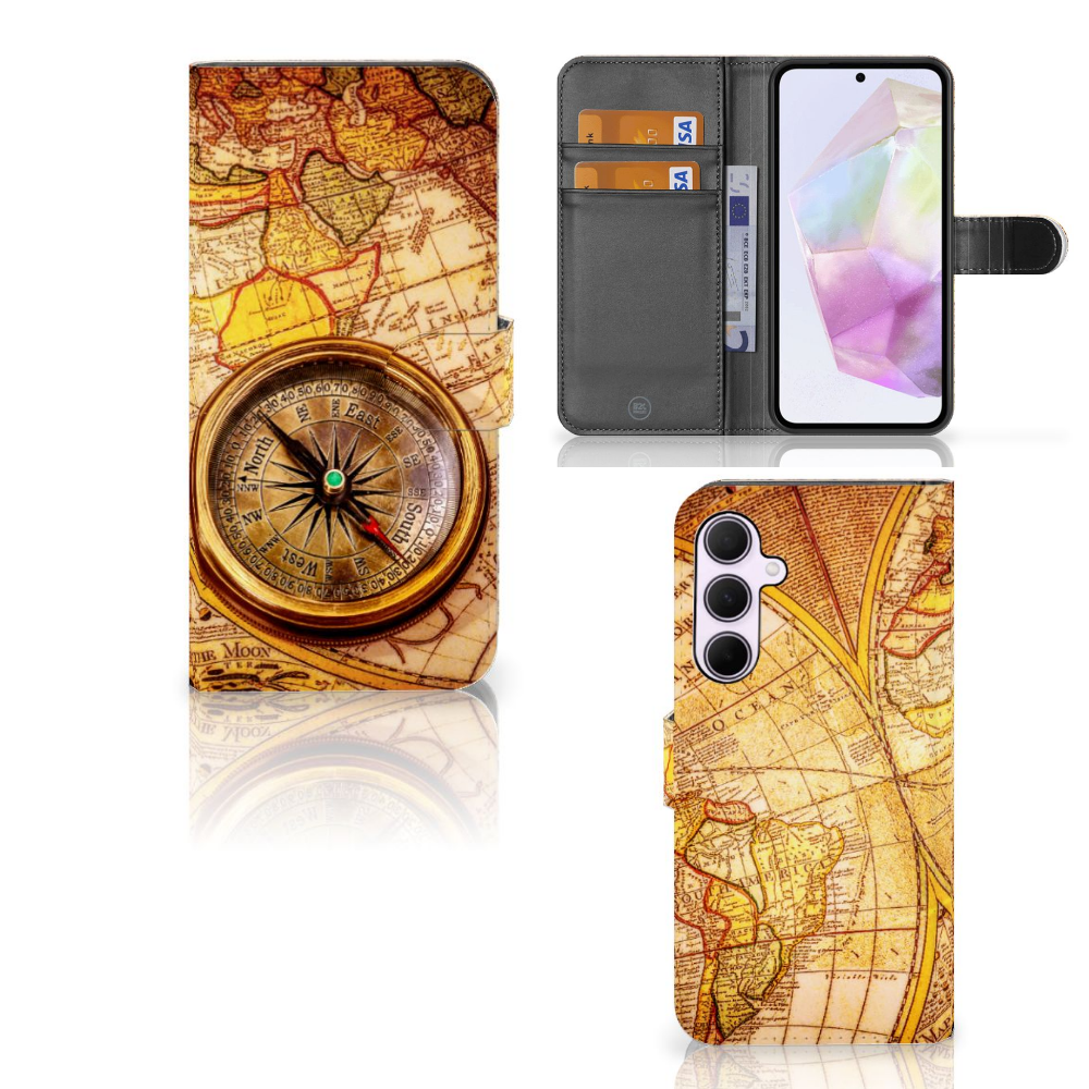 Samsung Galaxy A35 Flip Cover Kompas flip cover kompas design voorzijde