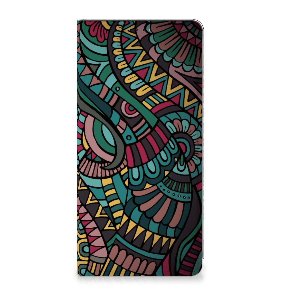 Samsung Galaxy A35 Hoesje met Magneet Aztec - kleurrijk retro design voor bescherming en stijl 🎨
