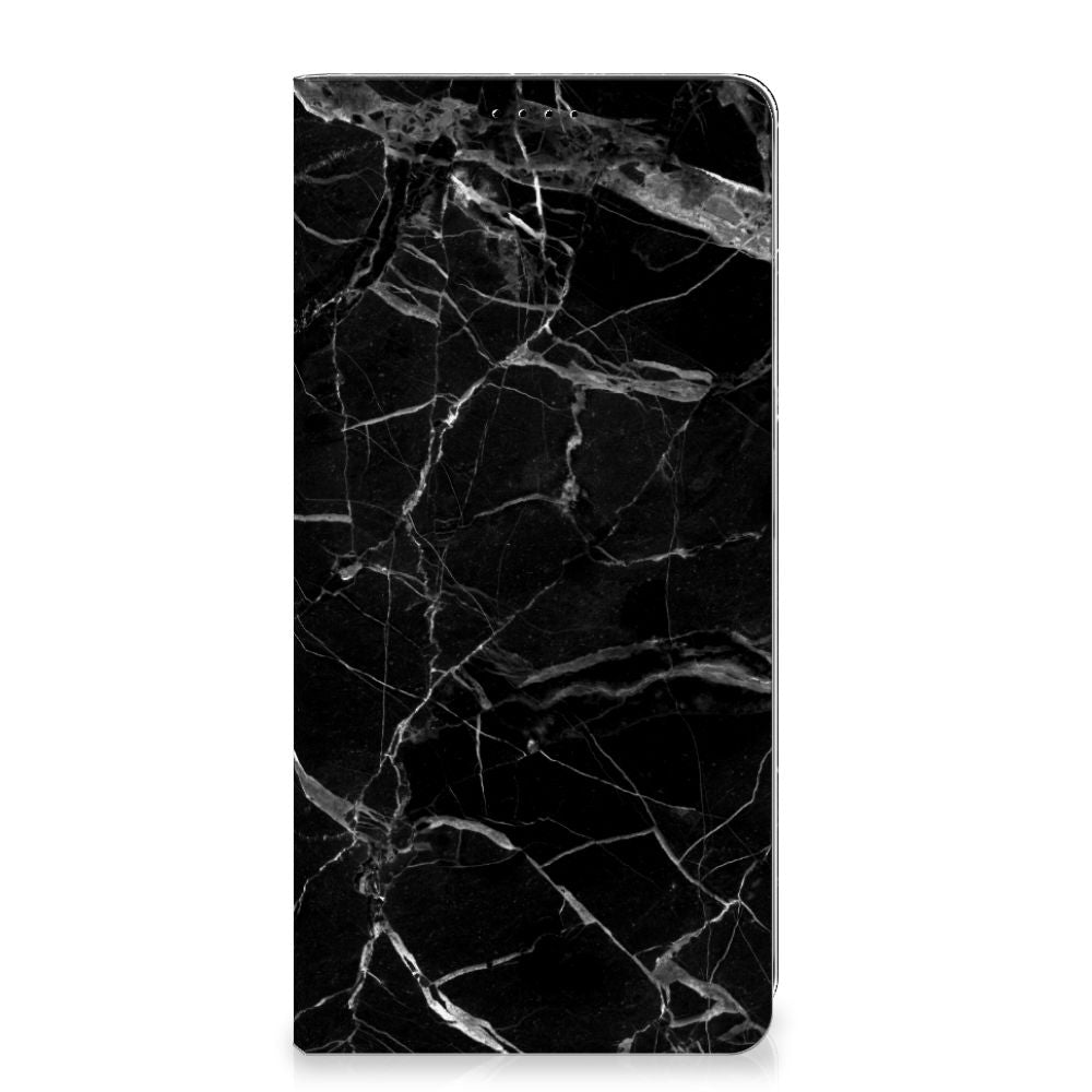 Samsung Galaxy A35 Standcase Marmer Zwart - Origineel Cadeau Vader met een stijlvolle zwarte marmer uitstraling.