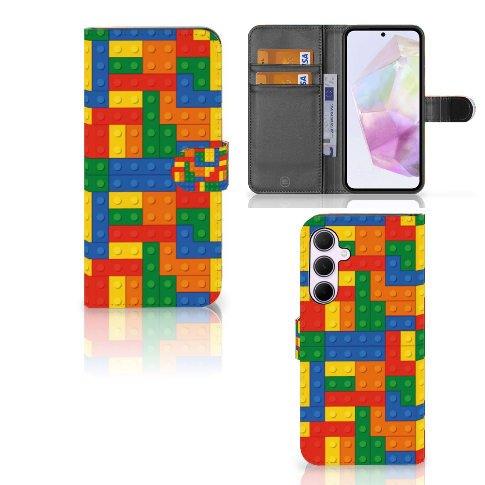 Samsung Galaxy A35 Telefoon Hoesje Blokken telefoonhoesje blokken design voorkant en binnenkant