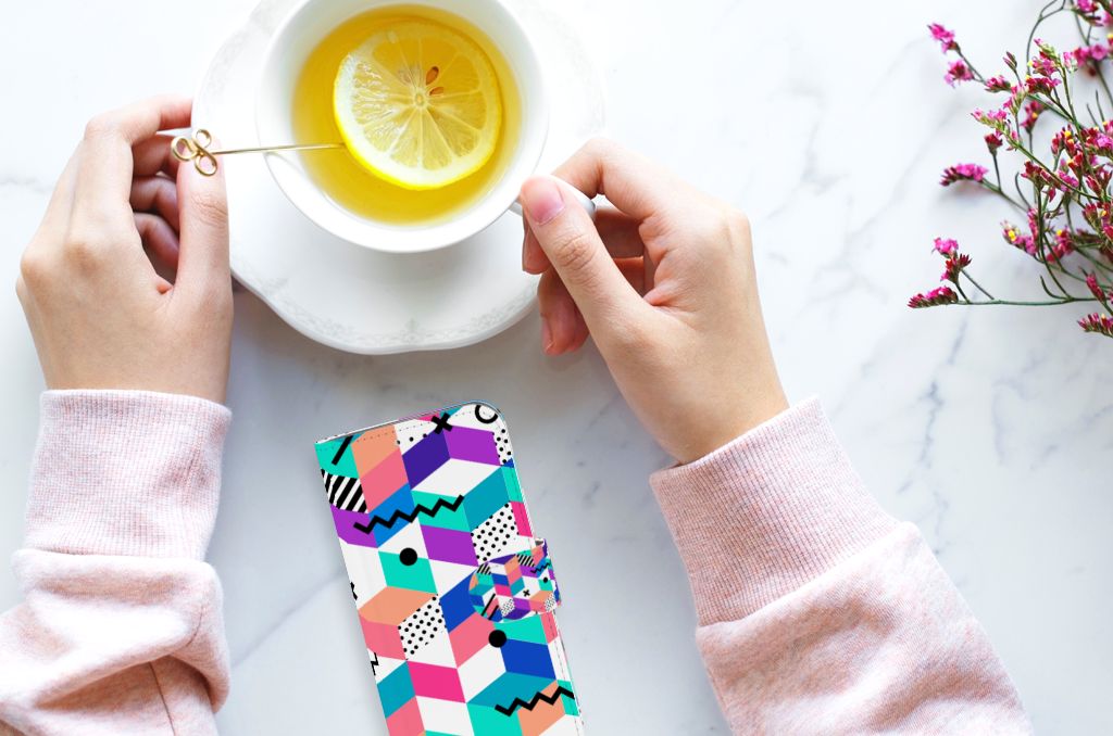 Samsung Galaxy A40 Book Case Blokken Kleurrijk