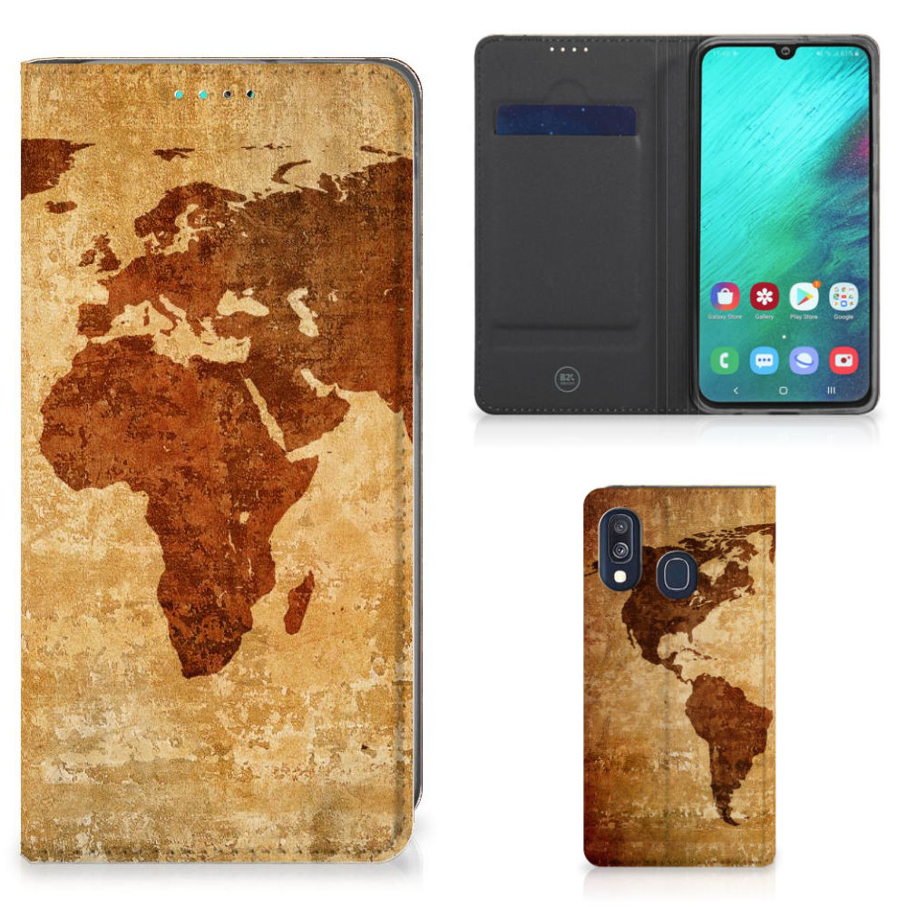Samsung Galaxy A40 Book Cover Wereldkaart