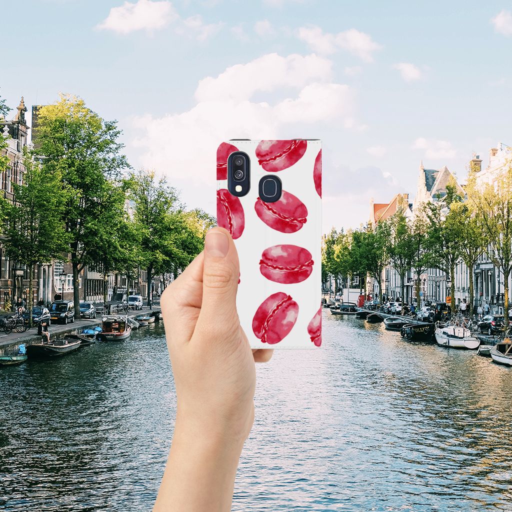 Samsung Galaxy A40 Flip Style Cover Pink Macarons