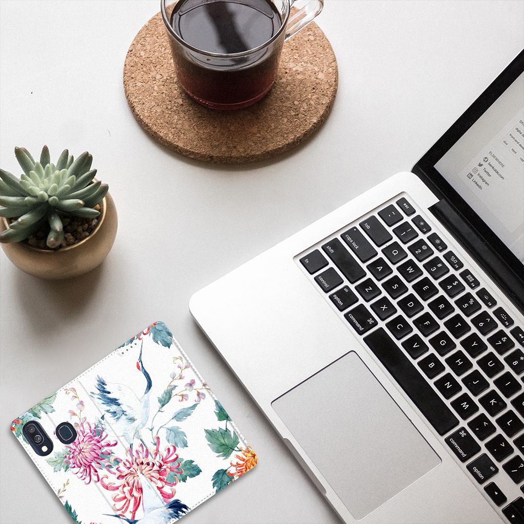 Samsung Galaxy A40 Hoesje maken Bird Flowers