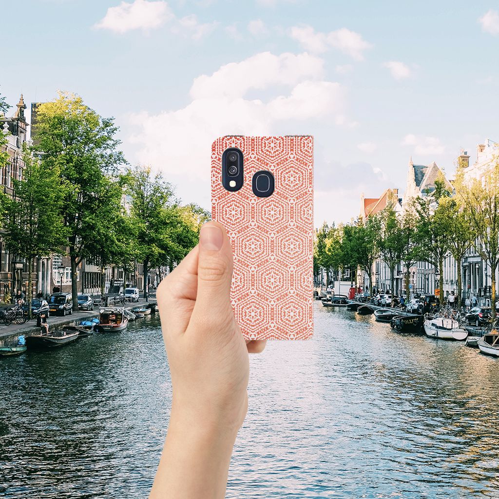Samsung Galaxy A40 Hoesje met Magneet Pattern Orange