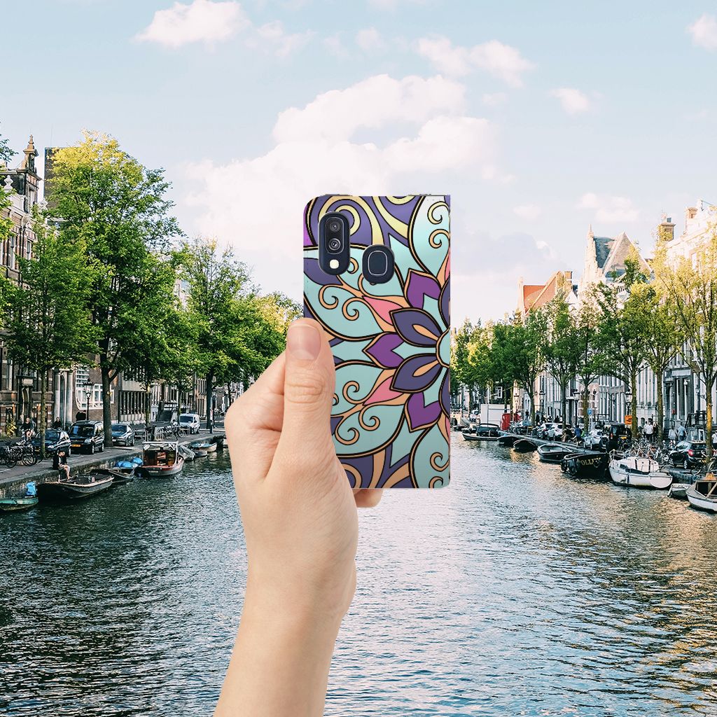 Samsung Galaxy A40 Smart Cover Purple Flower