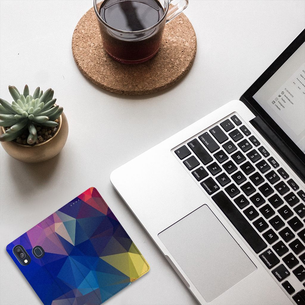 Samsung Galaxy A40 Stand Case Polygon Dark
