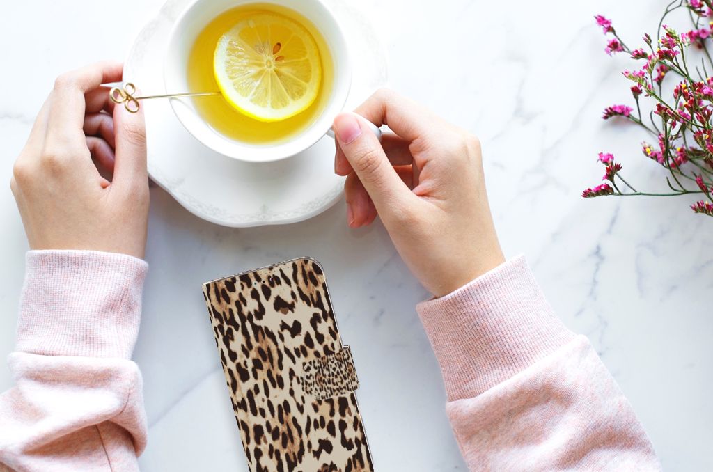 Samsung Galaxy A40 Telefoonhoesje met Pasjes Leopard