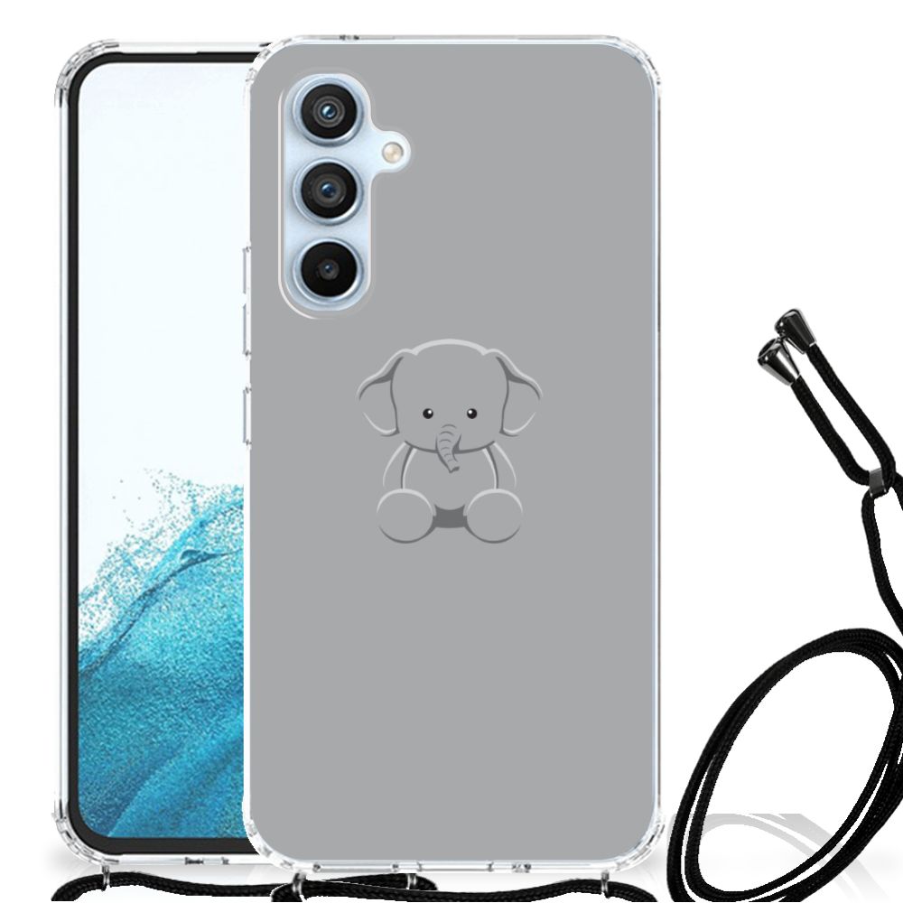 Samsung Galaxy A54 5G Stevig Bumper Hoesje Grijs Baby Olifant achterkant