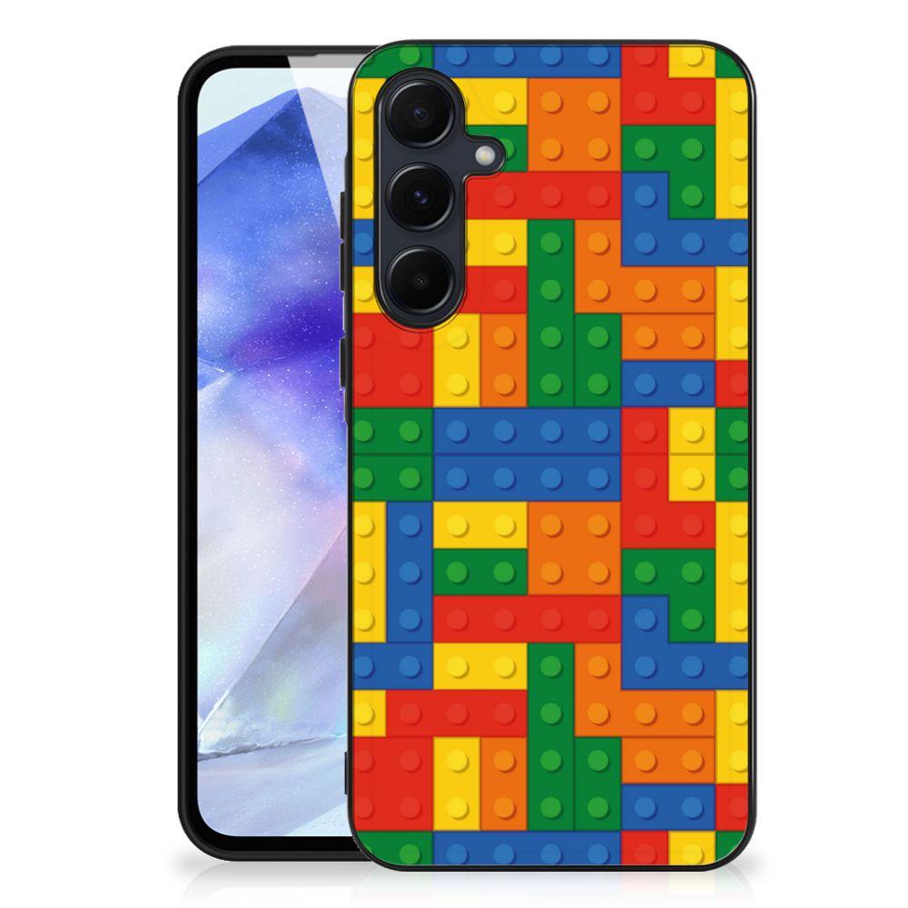 Samsung Galaxy A55 Back Case Blokken patroon kleurvol achteraanzicht
