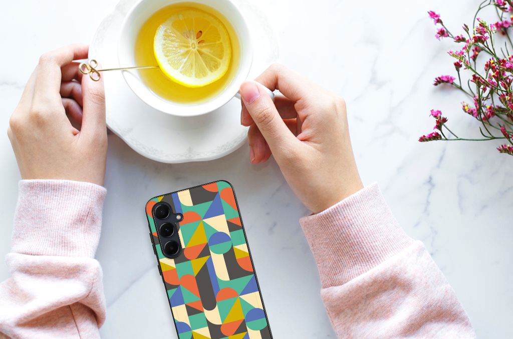 Samsung Galaxy A55 Back Case Funky Retro design patroon boven