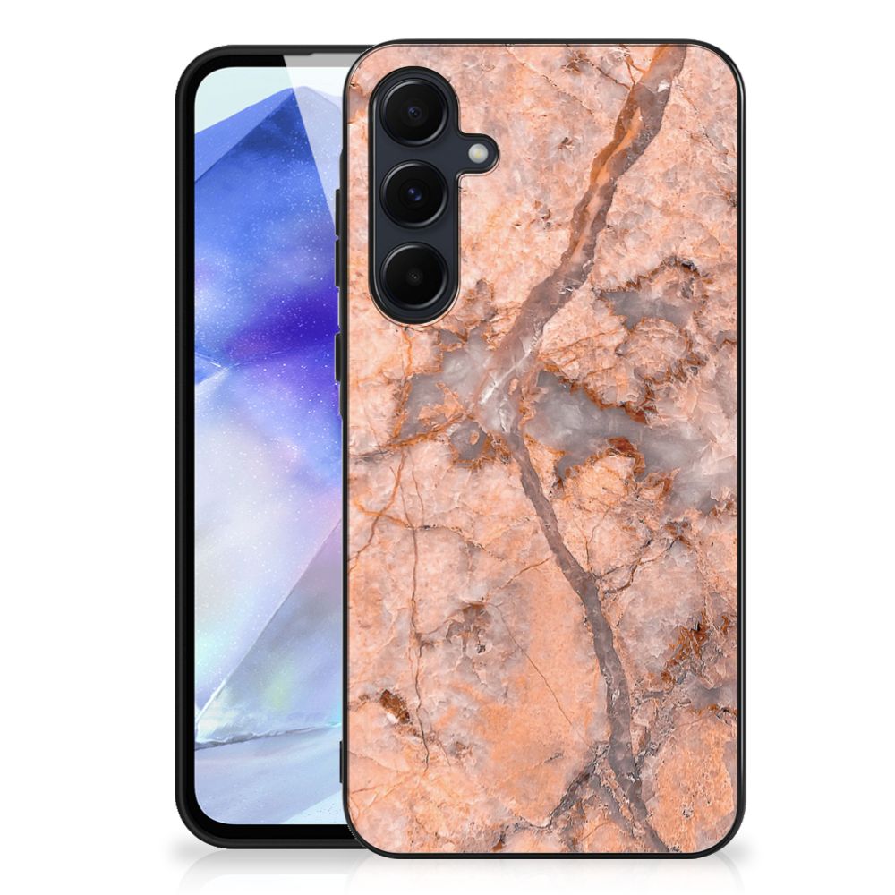 Samsung Galaxy A55 Marmeren Print Telefoonhoesje Marmer Oranje back cover marmer oranje ontwerp