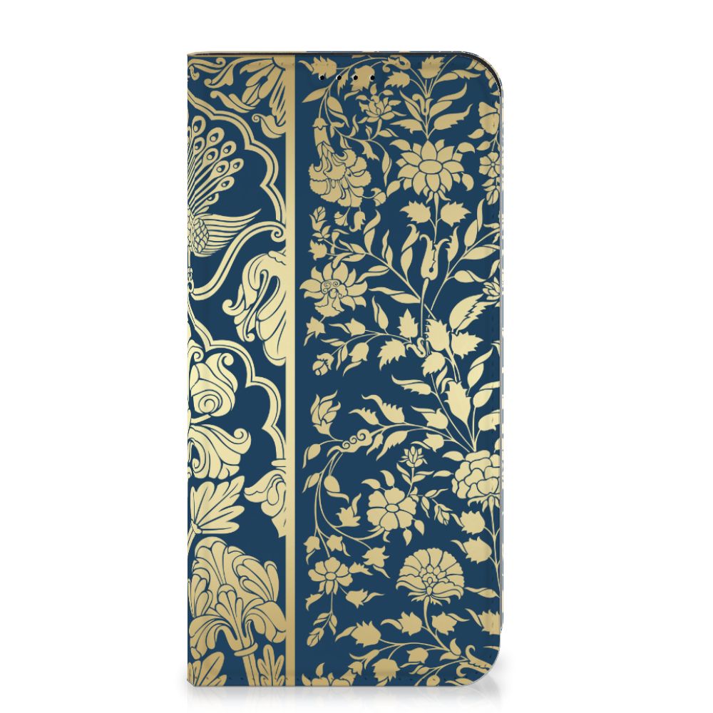 Samsung Galaxy A55 Smart Cover Beige Flowers hoesje beige bloemen voorkant