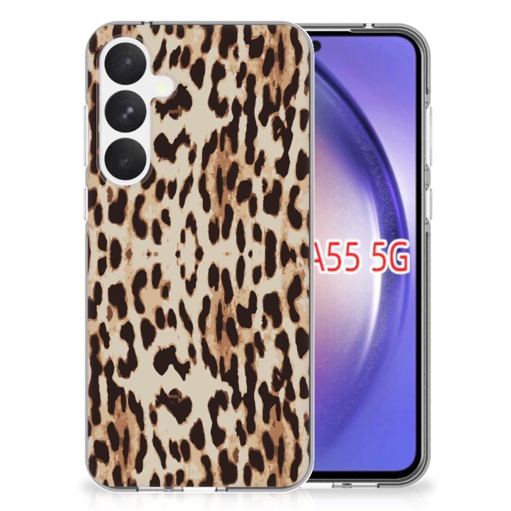 Samsung Galaxy A55 TPU Hoesje Leopard luipaardprint achterkant