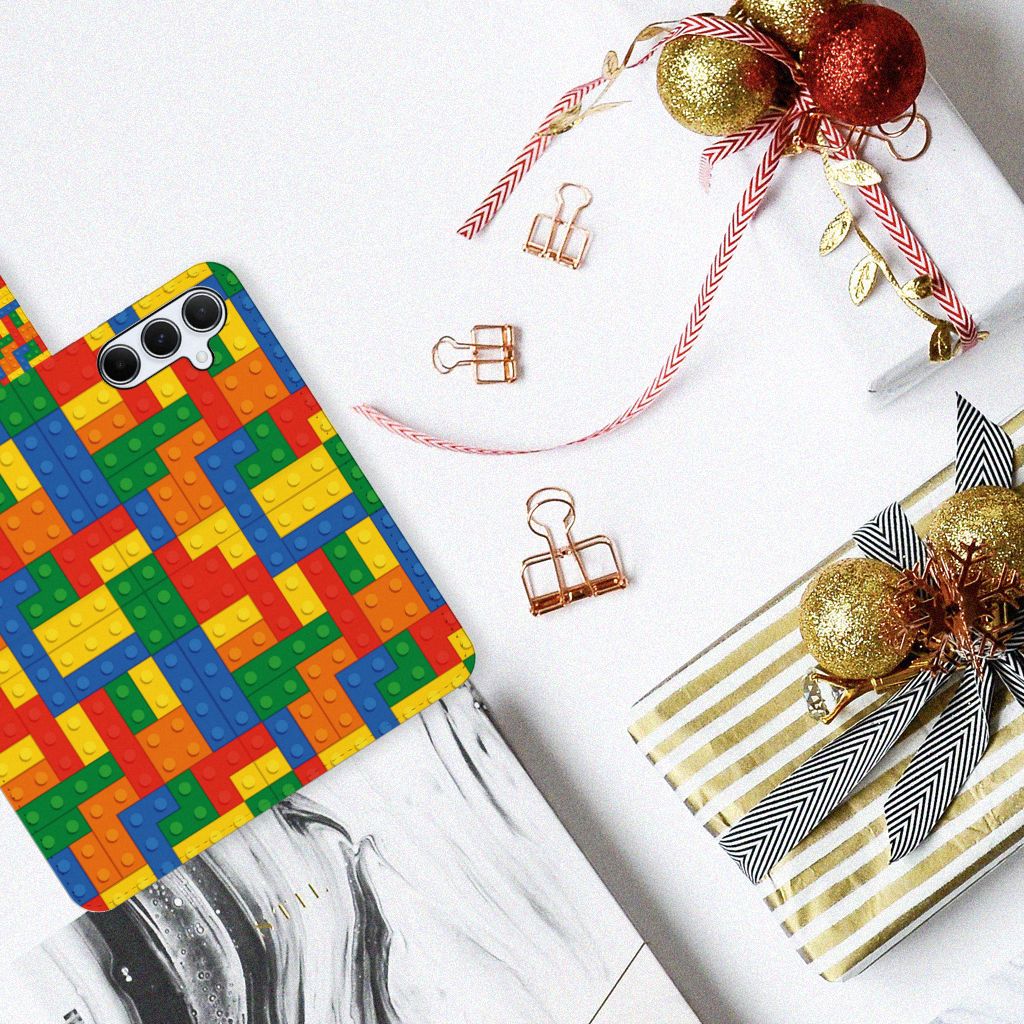 Samsung Galaxy A55 Telefoon Hoesje Blokken kleurrijk design bovenaanzicht