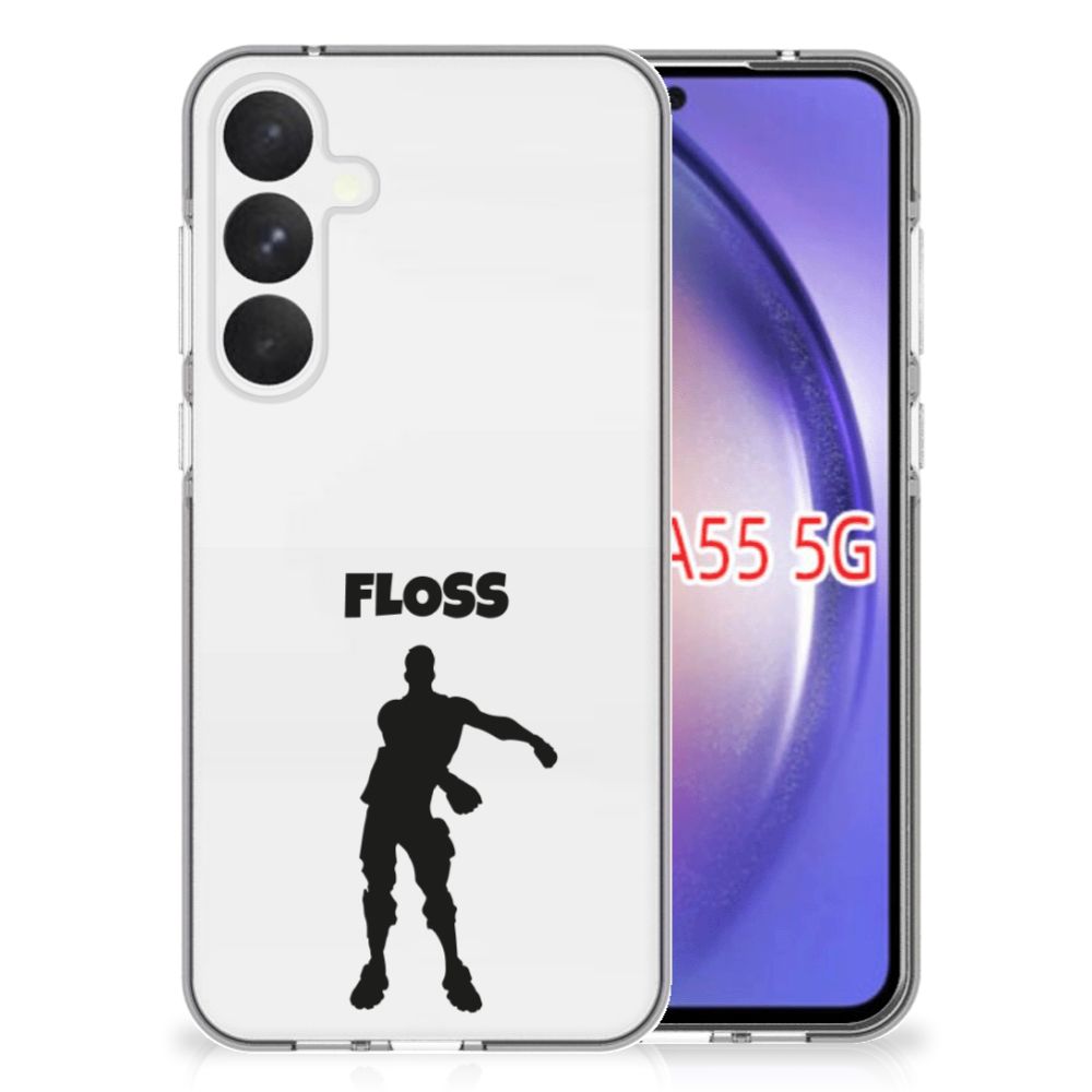 Samsung Galaxy A55 Telefoonhoesje met Naam Floss achterkant ontwerp