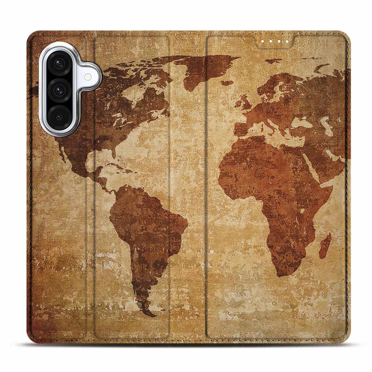 Samsung Galaxy A56 A36 Book Cover Wereldkaart wereldkaart bruin design