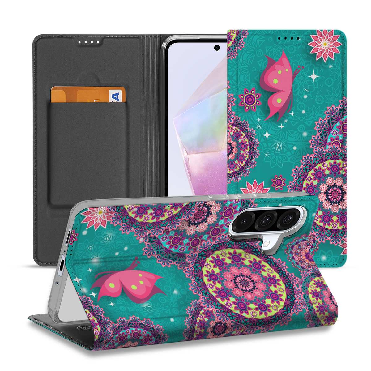 Samsung Galaxy A56 | A36 Bookcase Cirkels en Vlinders design cirkels vlinders anzicht